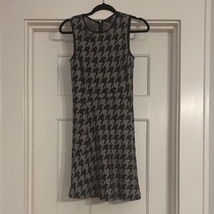 Theory Black and Gray Houndstooth Mini Dress